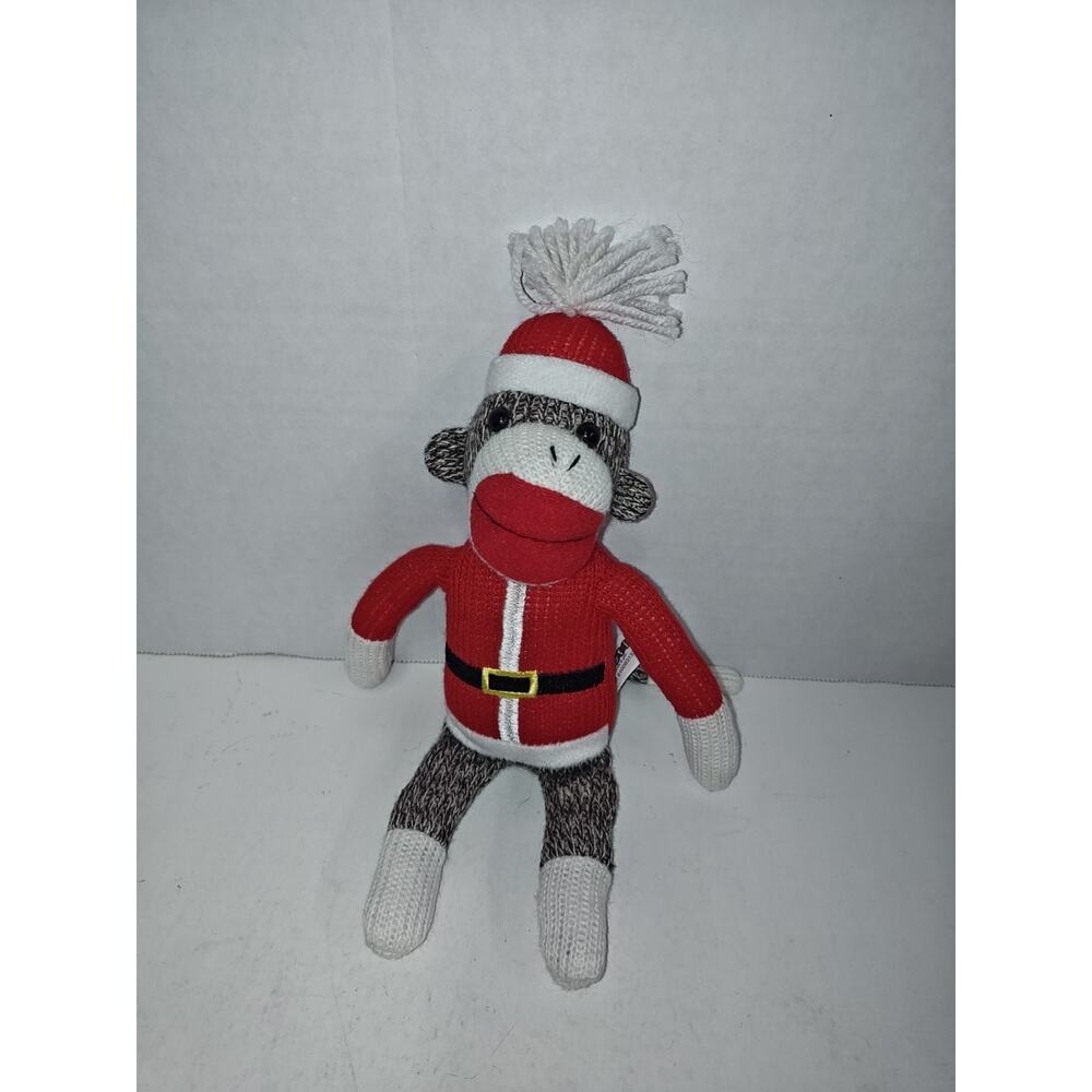 Galerie Sock Monkey Christmas Santa Plush Stuffed Animal Holiday Kids Toy